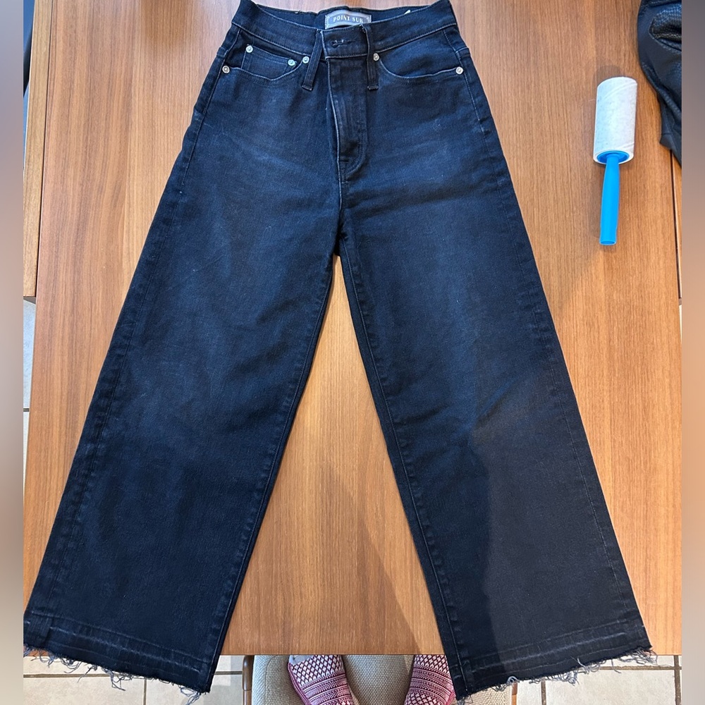 J Crew point sur high waisted wide leg crop jeans